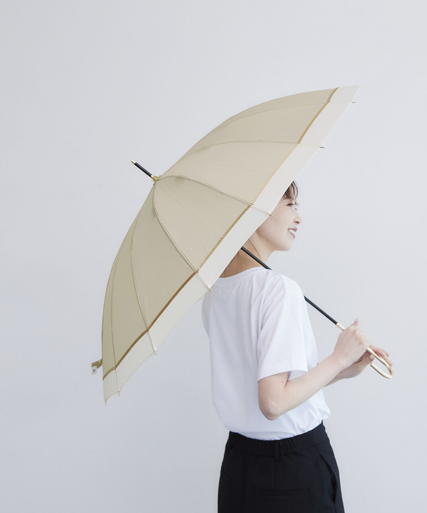 ROPE PICNIC PASSAGE「【Wpc.】晴雨兼用/16本切り継ぎラインロングアンブレラ」|傘|
