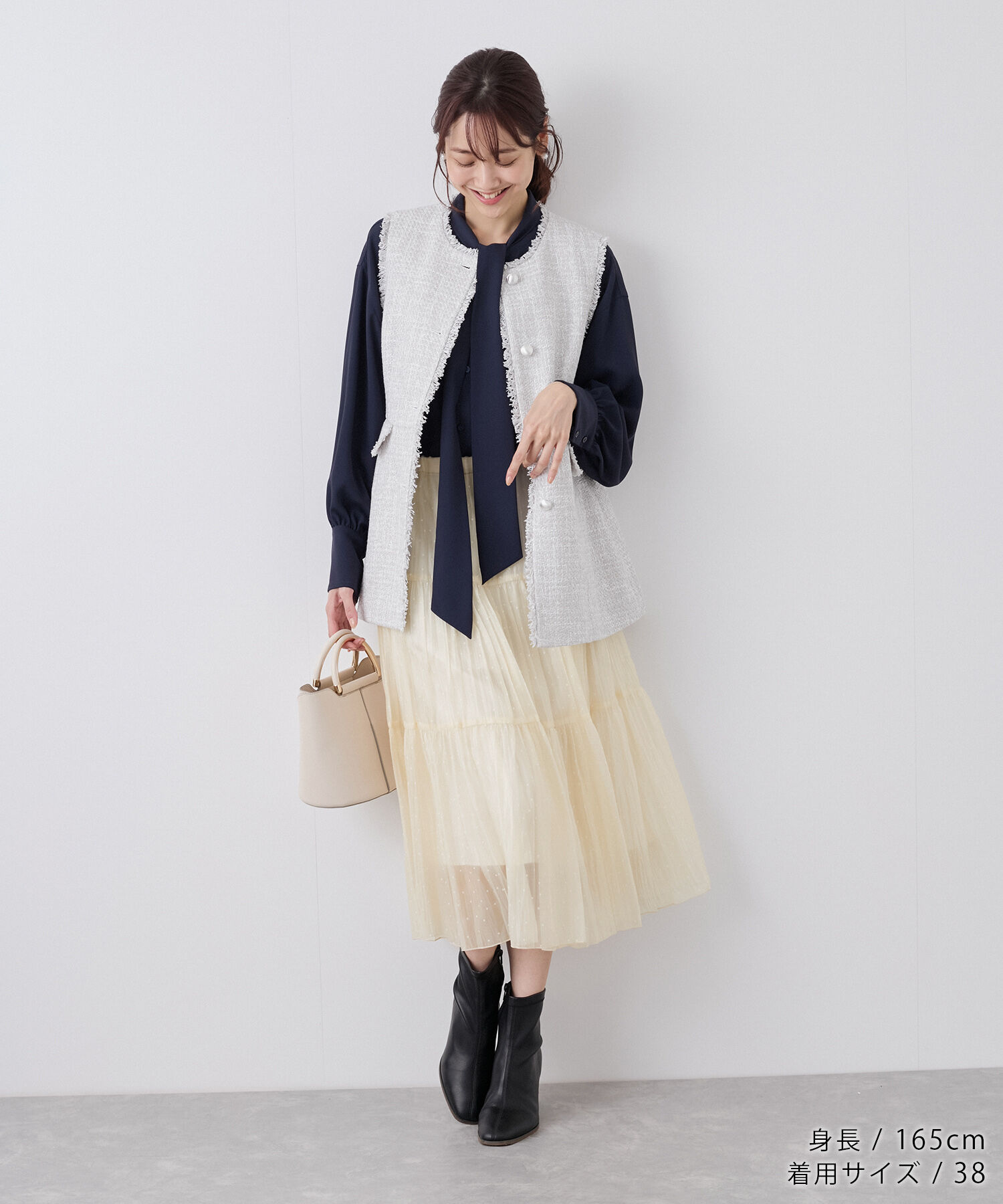 Rope&rsquo;Picnic「着丈が選べるペーパーライクドットティアードスカート」|スカート|