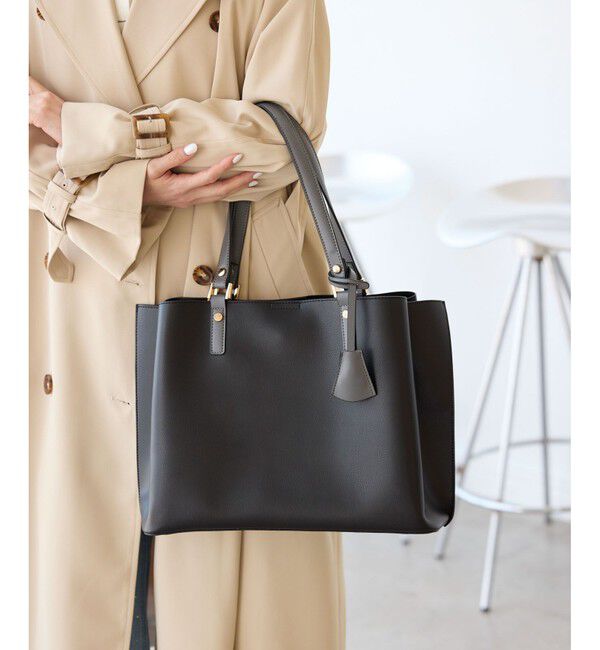 ROPE PICNIC PASSAGE「【WEB限定】【A4対応】チャーム付きバイカラートートバッグ/.通勤対応」|トートバッグ|