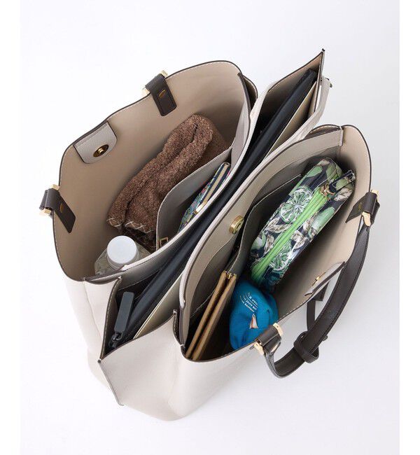 ROPE PICNIC PASSAGE「【WEB限定】【A4対応】チャーム付きバイカラートートバッグ/.通勤対応」|トートバッグ|