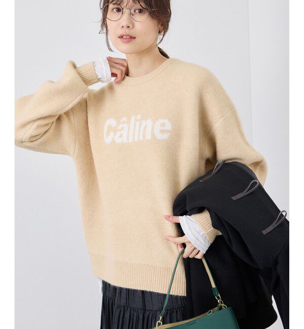 Rope&rsquo;Picnic「ロゴジャガードニットプルオーバー」|ニット・セーター|ベージュ