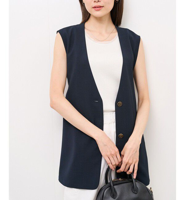 Rope&rsquo;Picnic「【抗菌防臭・接触冷感・UVカット】カナパノースーリーブジレ/セットアップ対応」|ベスト・ジレ|