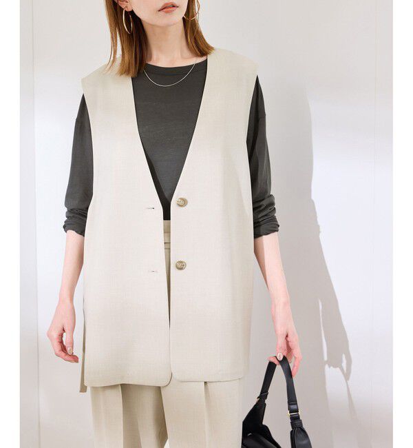 Rope&rsquo;Picnic「【抗菌防臭・接触冷感・UVカット】カナパノースーリーブジレ/セットアップ対応」|ベスト・ジレ|