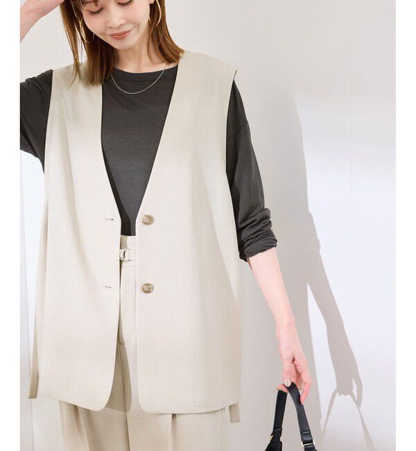 Rope&rsquo;Picnic「【抗菌防臭・接触冷感・UVカット】カナパノースーリーブジレ/セットアップ対応」|ベスト・ジレ|