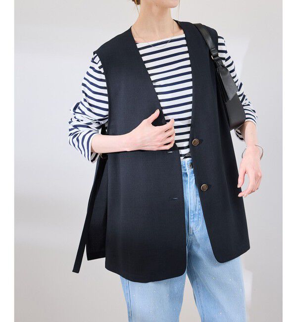 Rope&rsquo;Picnic「【抗菌防臭・接触冷感・UVカット】カナパノースーリーブジレ/セットアップ対応」|ベスト・ジレ|