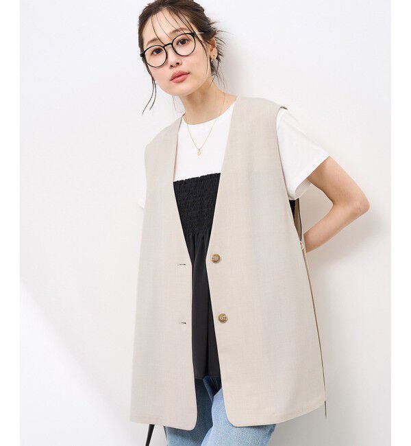 Rope&rsquo;Picnic「【抗菌防臭・接触冷感・UVカット】カナパノースーリーブジレ/セットアップ対応」|ベスト・ジレ|