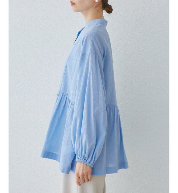 Rope&rsquo;Picnic「【接触冷感・通気性】お着軽シャツシリーズ/綿ボイルペプラムシャツ」|シャツ・ブラウス|