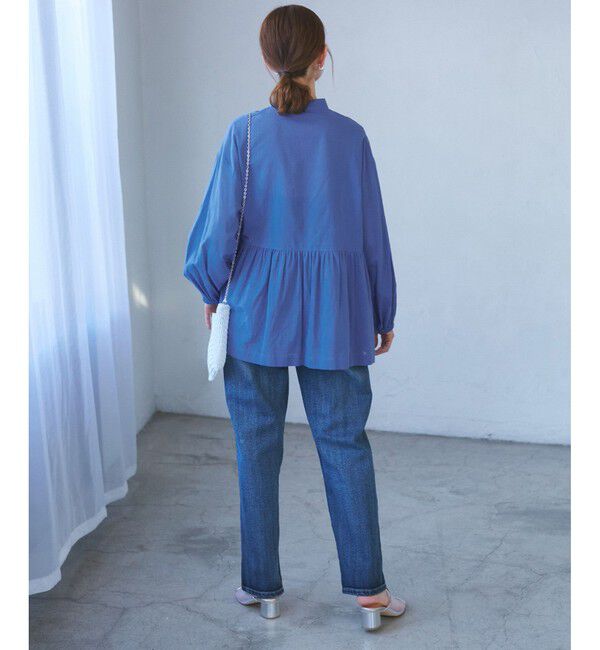 Rope&rsquo;Picnic「【接触冷感・通気性】お着軽シャツシリーズ/綿ボイルペプラムシャツ」|シャツ・ブラウス|