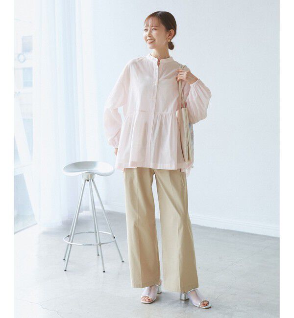 Rope&rsquo;Picnic「【接触冷感・通気性】お着軽シャツシリーズ/綿ボイルペプラムシャツ」|シャツ・ブラウス|