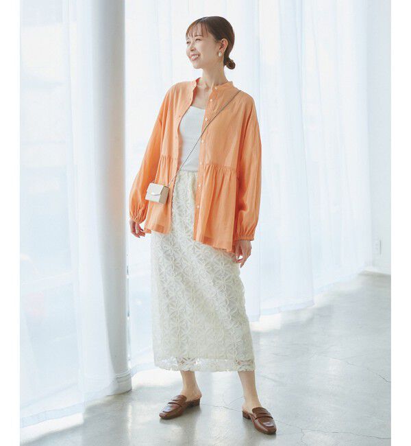 Rope&rsquo;Picnic「【接触冷感・通気性】お着軽シャツシリーズ/綿ボイルペプラムシャツ」|シャツ・ブラウス|