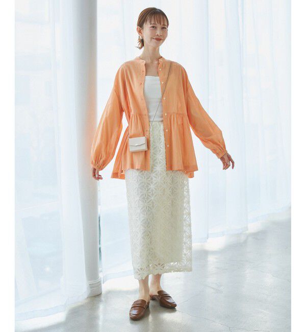 Rope&rsquo;Picnic「【接触冷感・通気性】お着軽シャツシリーズ/綿ボイルペプラムシャツ」|シャツ・ブラウス|