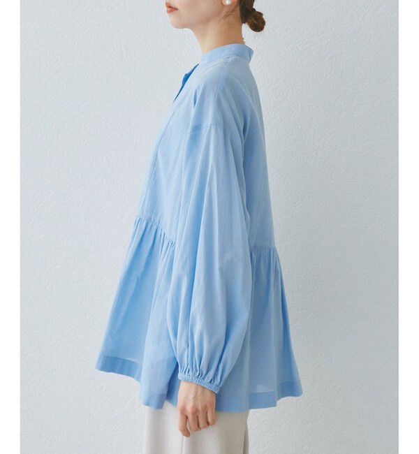 Rope&rsquo;Picnic「【接触冷感・通気性】お着軽シャツシリーズ/綿ボイルペプラムシャツ」|シャツ・ブラウス|