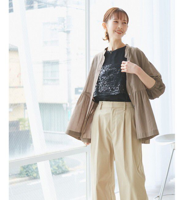 Rope&rsquo;Picnic「【接触冷感・通気性】お着軽シャツシリーズ/綿ボイルペプラムシャツ」|シャツ・ブラウス|