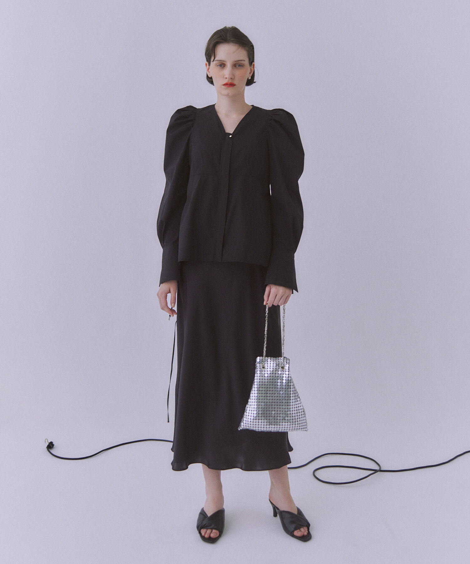 ADAM ET ROPE'「【サステナブル】メタル巾着ミニバッグ」|ハンドバッグ|