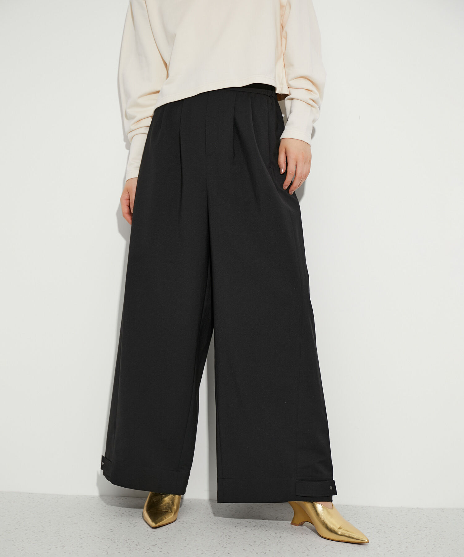 ADAM ET ROPE'「【サステナブル】2WAYシルエットイージーパンツ」|その他|ブラック(01)