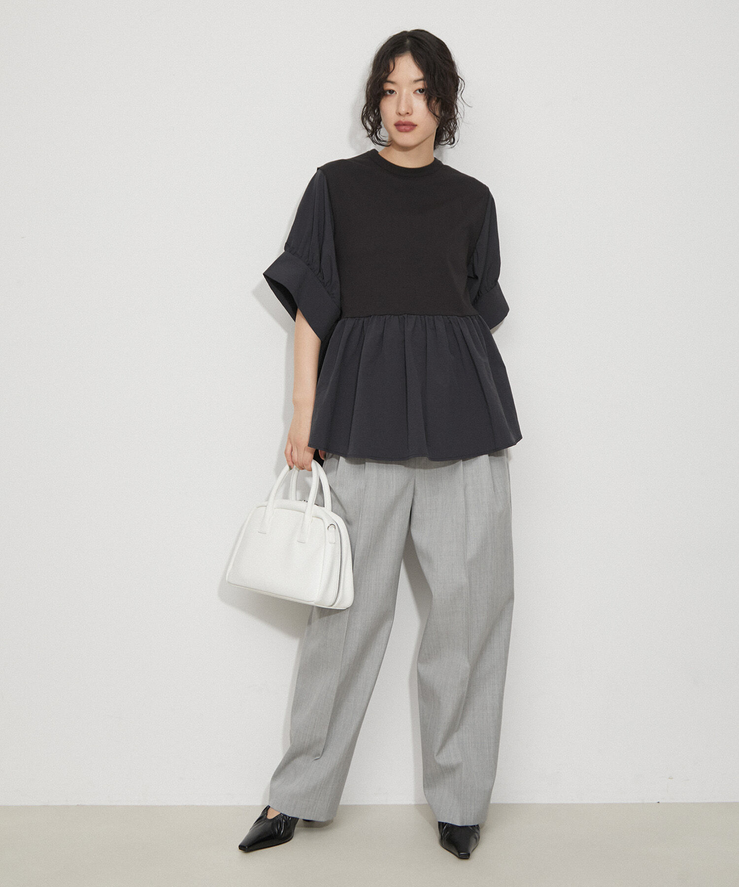 ADAM ET ROPE'「【再入荷・サステナブル・洗える・UVカット】バウンスカフスプルオーバー」|Tシャツ・カットソー|