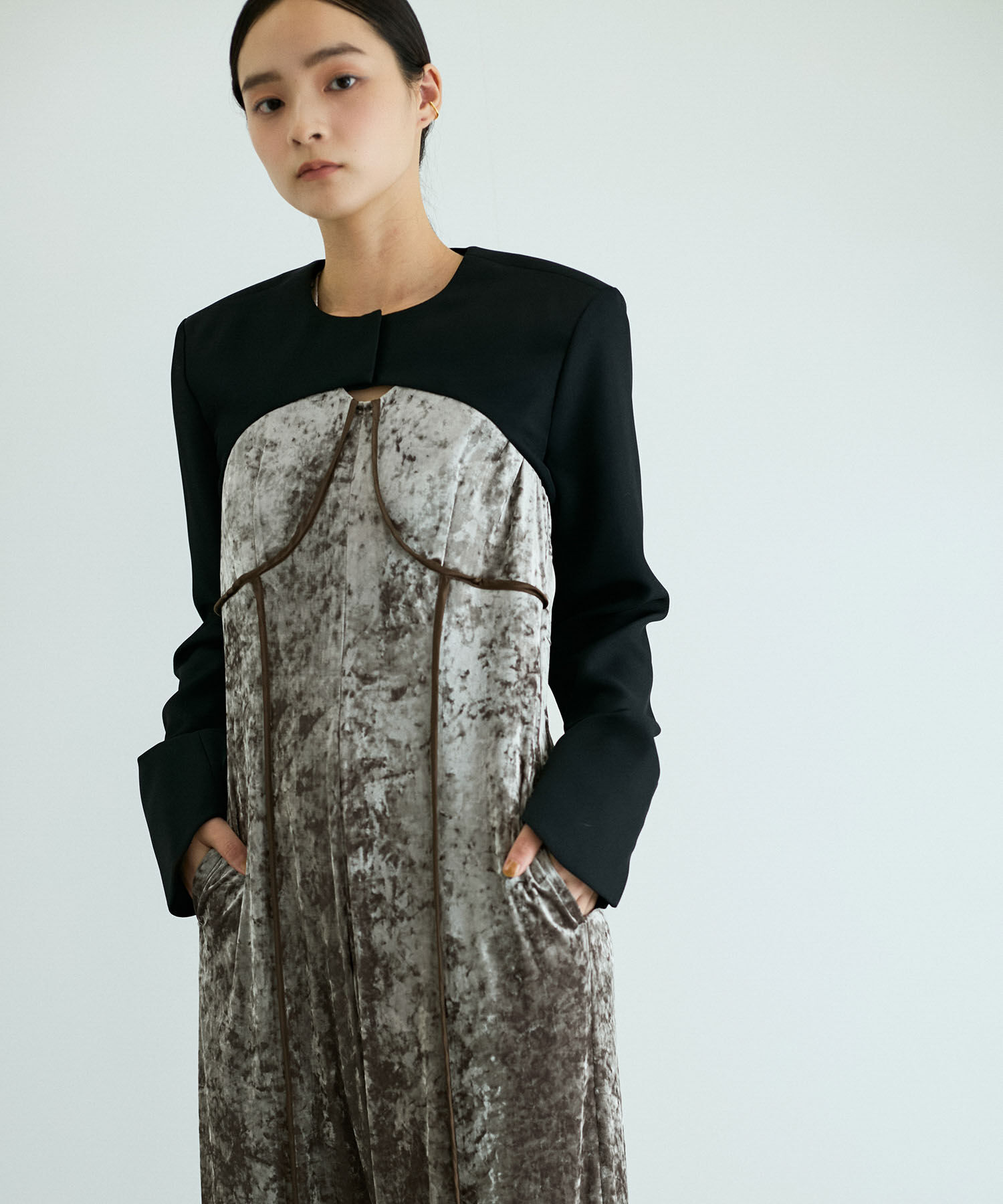 ADAM ET ROPE'「ベロアロンパース」|オールインワン|