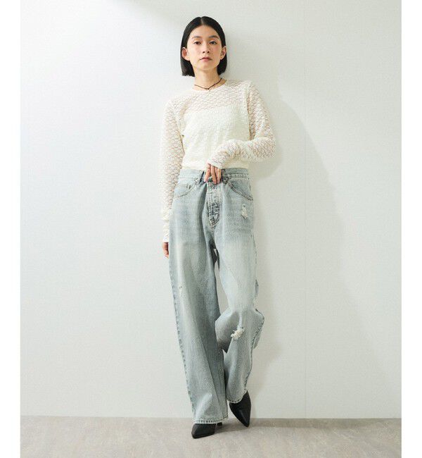 ADAM ET ROPE'「【WEB限定】ワイドストレートデニムパンツ」|デニム|