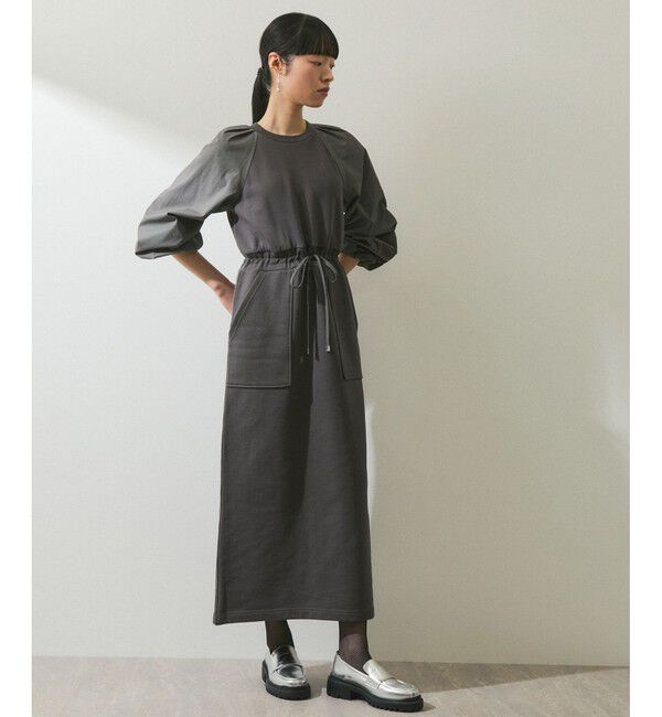 ADAM ET ROPE'「【WEB限定】スウェットコンビワンピース」|ワンピース|チャコール