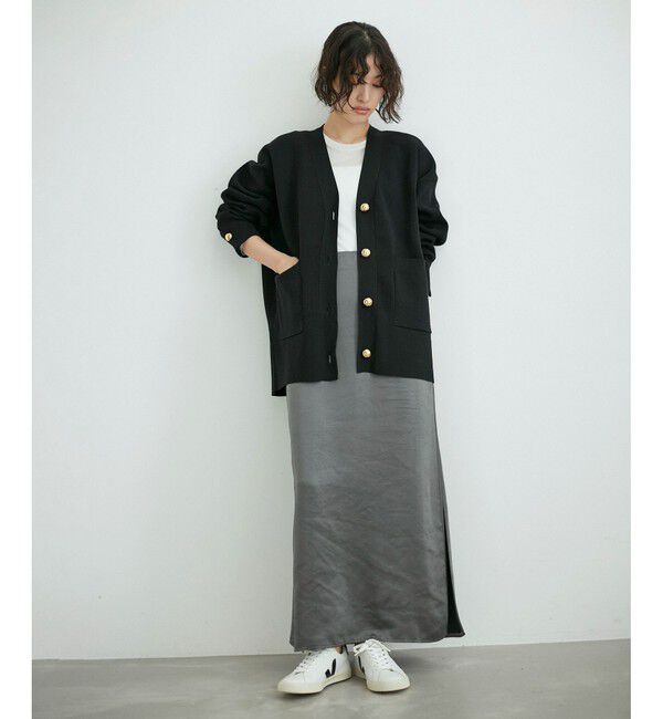 ADAM ET ROPE'「【再入荷】・【サステナブル】ロゴボタンミドルカーディガン」|カーディガン|