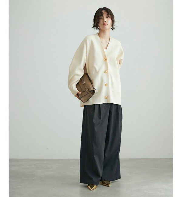 ADAM ET ROPE'「【再入荷】・【サステナブル】ロゴボタンミドルカーディガン」|カーディガン|