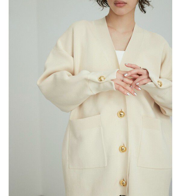 ADAM ET ROPE'「【再入荷】・【サステナブル】ロゴボタンミドルカーディガン」|カーディガン|