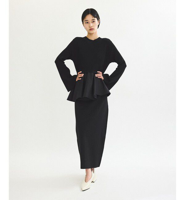 ADAM ET ROPE'「【再入荷】・【サステナブル】・【オケージョン】ペプラムコンビニットワンピース」|ワンピース|クロメイン