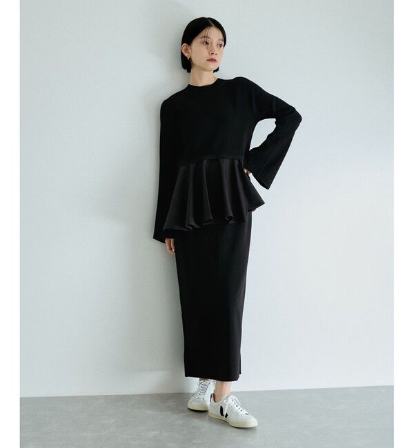 ADAM ET ROPE'「【再入荷】・【サステナブル】・【オケージョン】ペプラムコンビニットワンピース」|ワンピース|