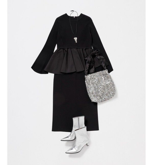 ADAM ET ROPE'「【再入荷】・【サステナブル】・【オケージョン】ペプラムコンビニットワンピース」|ワンピース|