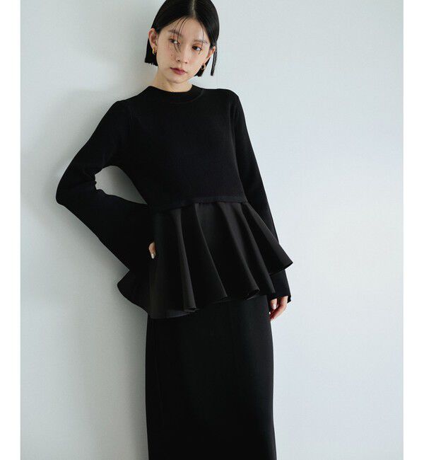 ADAM ET ROPE'「【再入荷】・【サステナブル】・【オケージョン】ペプラムコンビニットワンピース」|ワンピース|