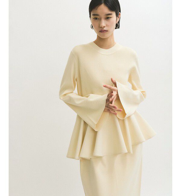 ADAM ET ROPE'「【再入荷】・【サステナブル】・【オケージョン】ペプラムコンビニットワンピース」|ワンピース|オフサブ