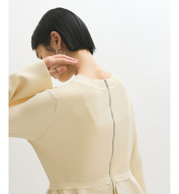 ADAM ET ROPE'「【再入荷】・【サステナブル】・【オケージョン】ペプラムコンビニットワンピース」|ワンピース|