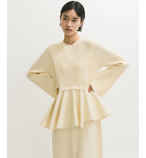 ADAM ET ROPE'「【再入荷】・【サステナブル】・【オケージョン】ペプラムコンビニットワンピース」|ワンピース|