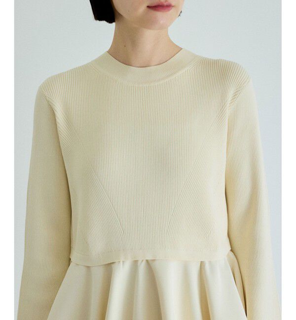 ADAM ET ROPE'「【再入荷】・【サステナブル】・【オケージョン】ペプラムコンビニットワンピース」|ワンピース|