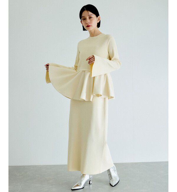 ADAM ET ROPE'「【再入荷】・【サステナブル】・【オケージョン】ペプラムコンビニットワンピース」|ワンピース|