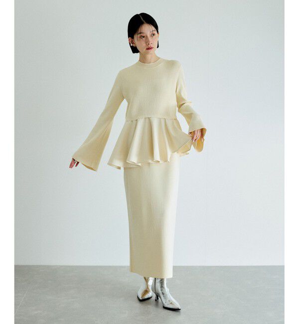 ADAM ET ROPE'「【再入荷】・【サステナブル】・【オケージョン】ペプラムコンビニットワンピース」|ワンピース|