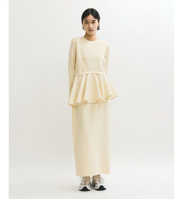 ADAM ET ROPE'「【再入荷】・【サステナブル】・【オケージョン】ペプラムコンビニットワンピース」|ワンピース|