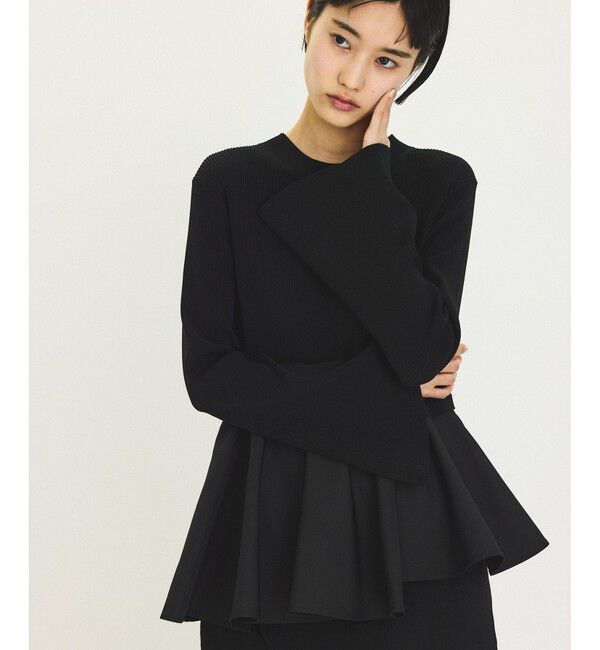 ADAM ET ROPE'「【再入荷】・【サステナブル】・【オケージョン】ペプラムコンビニットワンピース」|ワンピース|