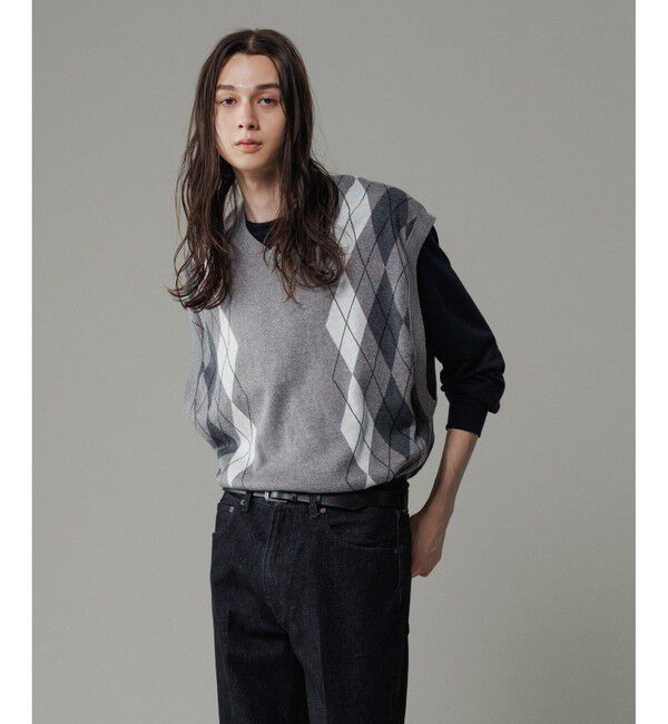 ADAM ET ROPE'「アーガイルニット ベスト / ロングシーズン着用可能」|ベスト・ジレ|グレーサブ