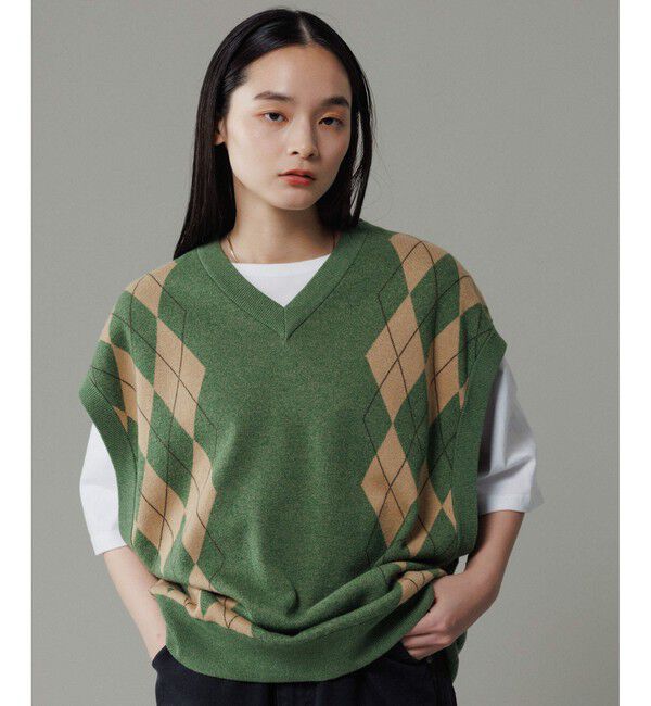 ADAM ET ROPE'「アーガイルニット ベスト / ロングシーズン着用可能」|ベスト・ジレ|
