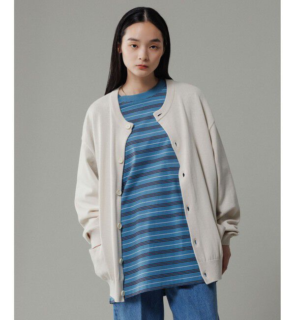 ADAM ET ROPE'「コットンシルク オーバーサイズ クルーネックカーディガン / 2WAY / ユニセックス」|カーディガン|