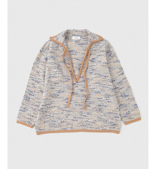 ADAM ET ROPE'「【WEB限定】ツイードライク ボクシーシルエット スキッパー ニット / ユニセックス」|ニット・セーター|ベージュサブ