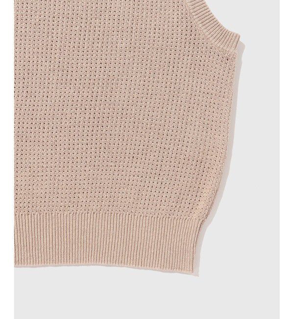 ADAM ET ROPE'「コットンリネン メッシュ編み ニットベスト / ロングシーズン着用可能」|ベスト・ジレ|