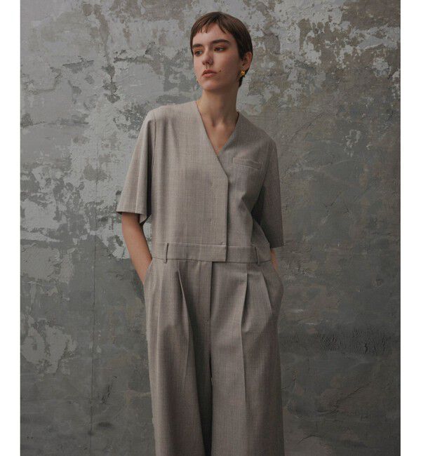 ADAM ET ROPE'「【EMOELLE】ハーフスリーブVネックオールインワン」|オールインワン|グレーサブ(09)