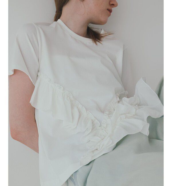 ADAM ET ROPE'「【WEB限定】アシンメトリーラッフルトップス」|Tシャツ・カットソー|