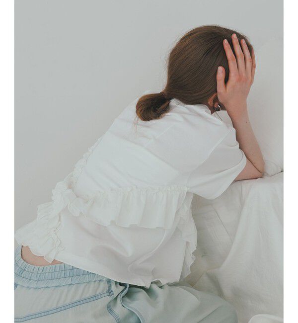 ADAM ET ROPE'「【WEB限定】アシンメトリーラッフルトップス」|Tシャツ・カットソー|