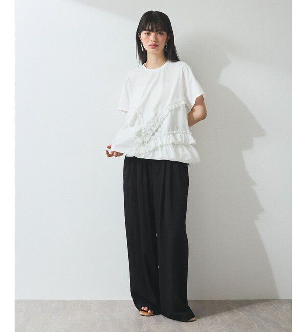 ADAM ET ROPE'「【WEB限定】アシンメトリーラッフルトップス」|Tシャツ・カットソー|