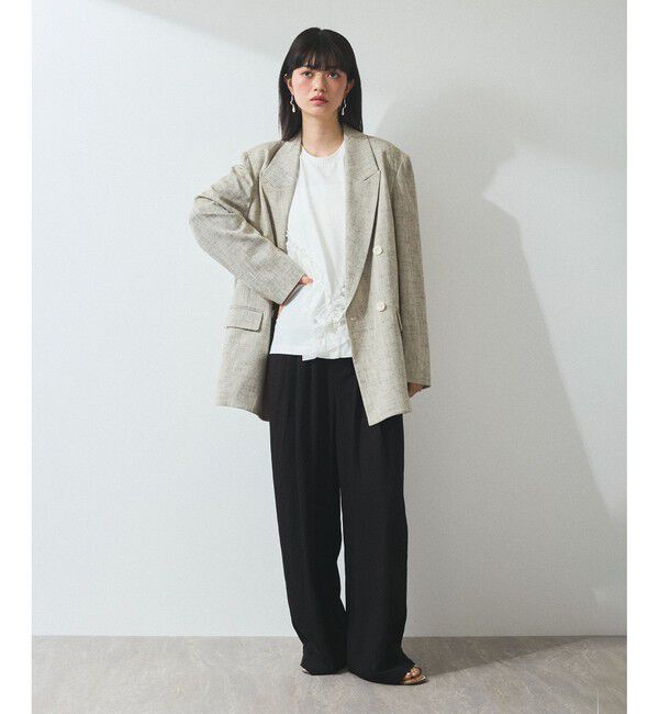 ADAM ET ROPE'「【WEB限定】アシンメトリーラッフルトップス」|Tシャツ・カットソー|