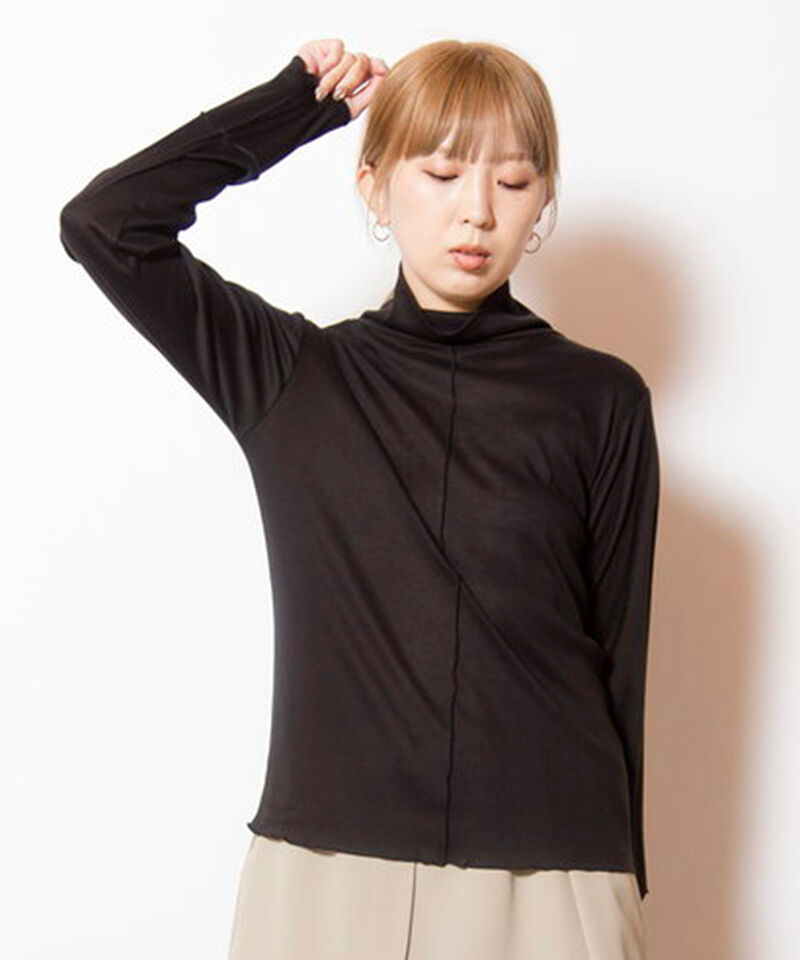  「メローガーゼハイネック長袖Tシャツ」|Tシャツ・カットソー|BLACK