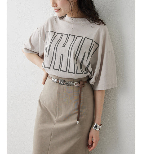  「リラックスロゴTシャツ」|Tシャツ・カットソー|グレージュ